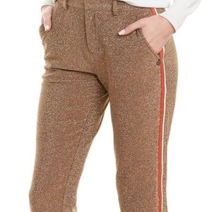Scotch and Soda Bronze Metallic Knit Side Stripe Trousers - Size XS